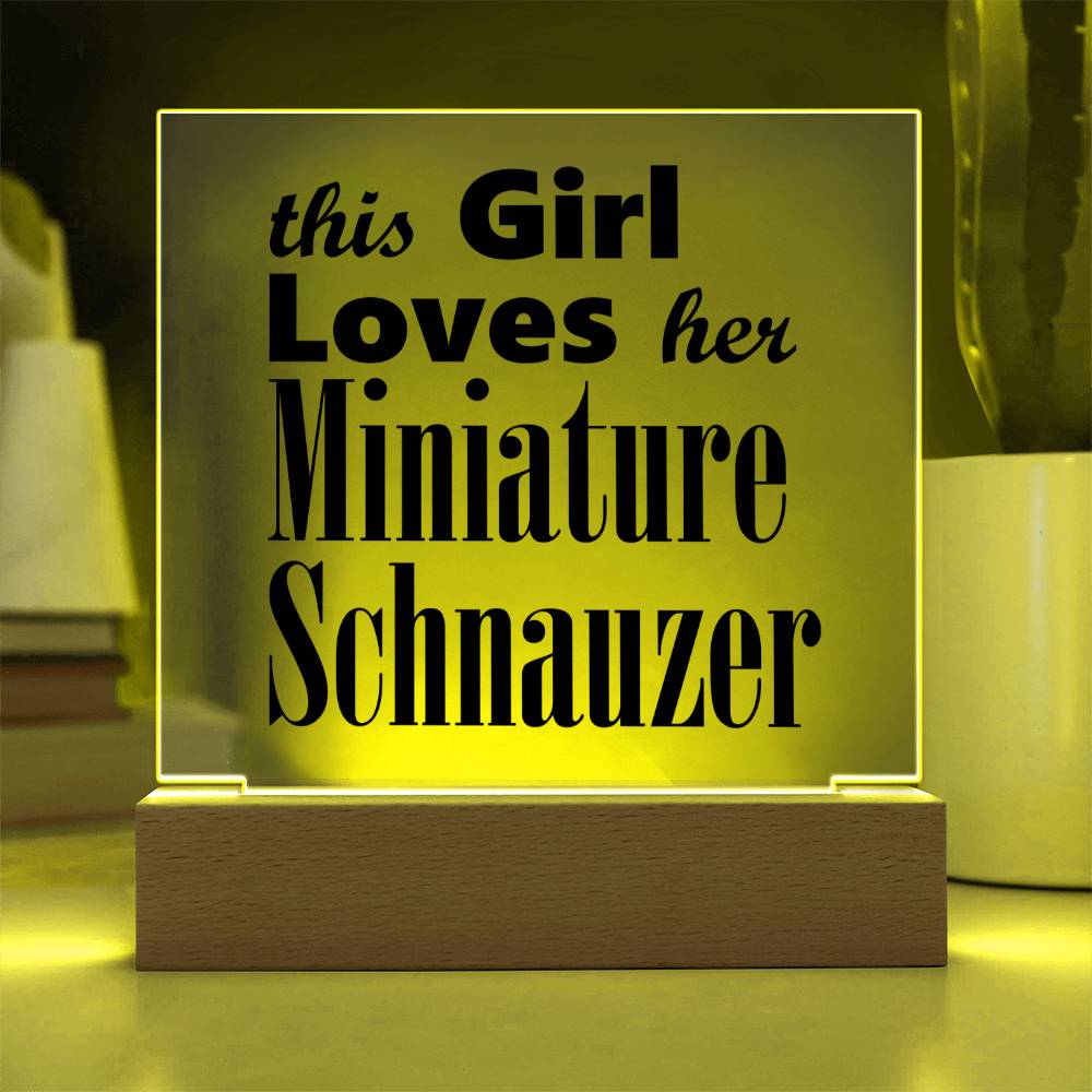 Miniature Schnauzer - Square Acrylic Plaque With LED Base