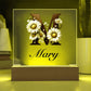 Mary (Daisies) - Square Acrylic Plaque With LED Base