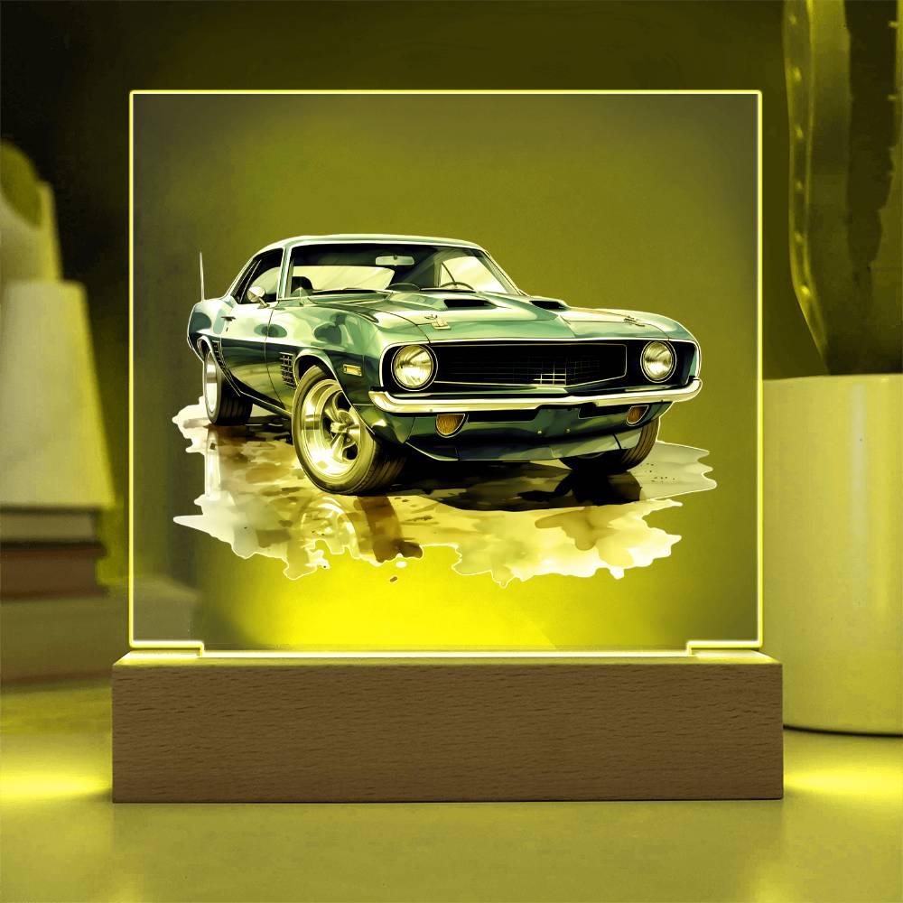 Muscle Car 12 - Square Acrylic Plaque With LED Base