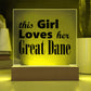 Great Dane - Square Acrylic Plaque With LED Base