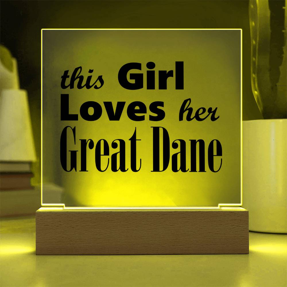 Great Dane - Square Acrylic Plaque With LED Base
