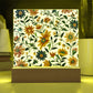 Mexican Floral Fiesta Pattern 012 - Square Acrylic Plaque With LED Base