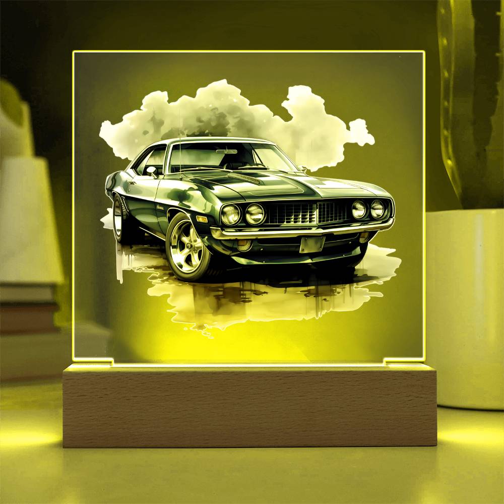 Muscle Car 13 - Square Acrylic Plaque With LED Base