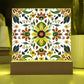 Mexican Floral Fiesta Pattern 069 - Square Acrylic Plaque With LED Base