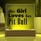 Pit Bull - Square Acrylic Plaque With LED Base