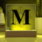 Magnolia Mandala Alphabet Letter M - Square Acrylic Plaque With LED Base