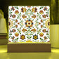 Mexican Floral Fiesta Pattern 027 - Square Acrylic Plaque With LED Base