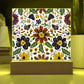Mexican Floral Fiesta Pattern 067 - Square Acrylic Plaque With LED Base