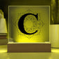 Magnolia Mandala Alphabet Letter C - Square Acrylic Plaque With LED Base