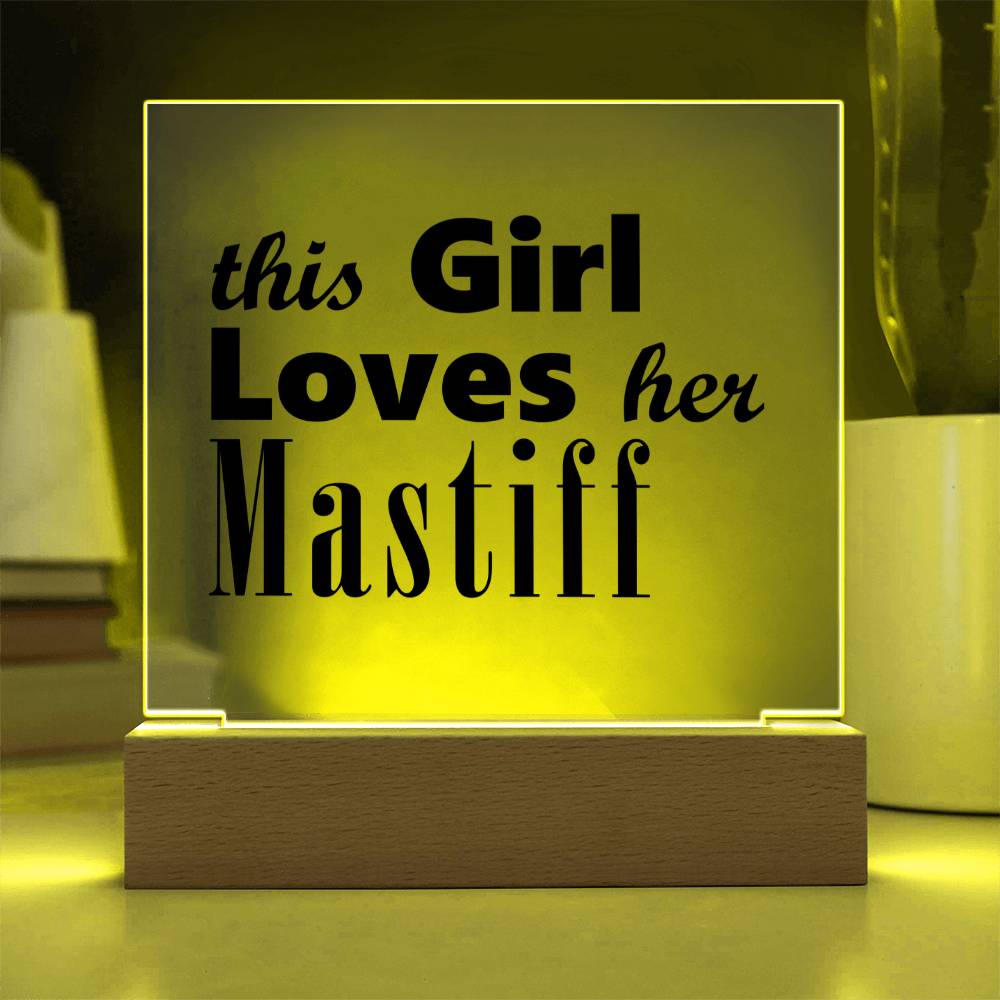 Mastiff - Square Acrylic Plaque With LED Base