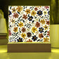 Mexican Floral Fiesta Pattern 008 - Square Acrylic Plaque With LED Base