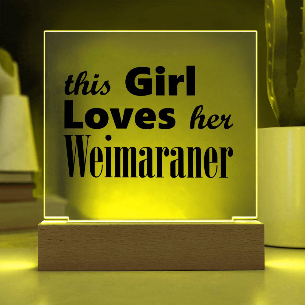 Weimaraner - Square Acrylic Plaque With LED Base