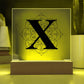 Magnolia Mandala Alphabet Letter X - Square Acrylic Plaque With LED Base