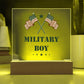 Military Boy - Square Acrylic Plaque With LED Base
