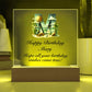 Happy Birthday Mary (Summer Beach) - Square Acrylic Plaque With LED Base