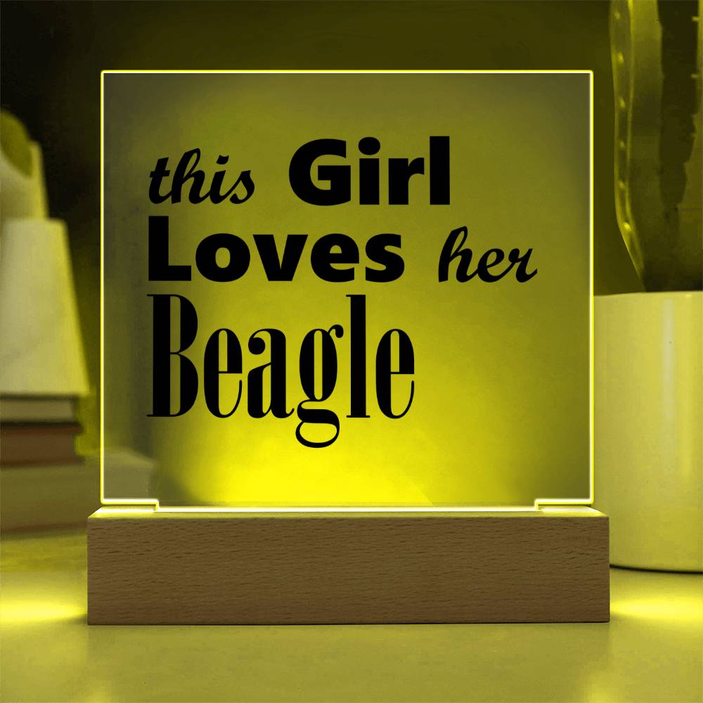 Beagle - Square Acrylic Plaque With LED Base