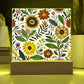 Mexican Floral Fiesta Pattern 023 - Square Acrylic Plaque With LED Base