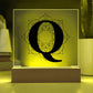 Magnolia Mandala Alphabet Letter Q - Square Acrylic Plaque With LED Base