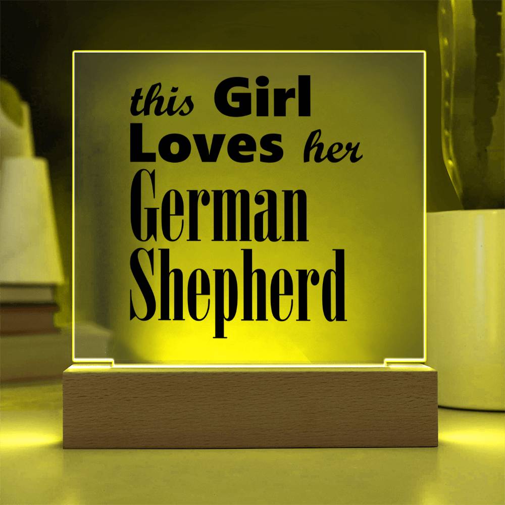 German Shepherd - Square Acrylic Plaque With LED Base