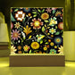 Mexican Floral Fiesta Pattern 028 - Square Acrylic Plaque With LED Base