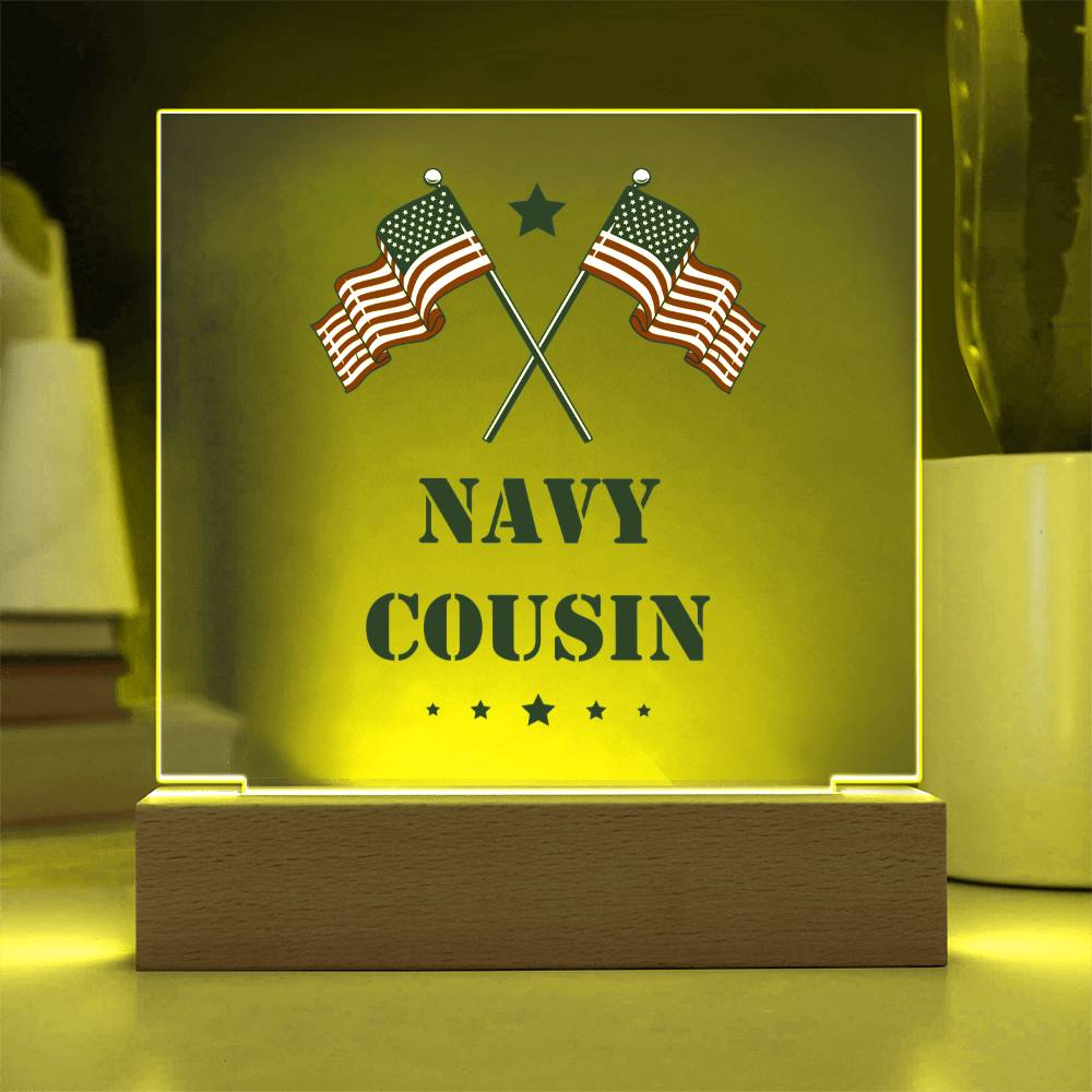 Navy Cousin - Square Acrylic Plaque With LED Base