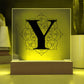 Magnolia Mandala Alphabet Letter Y - Square Acrylic Plaque With LED Base