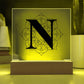 Magnolia Mandala Alphabet Letter N - Square Acrylic Plaque With LED Base