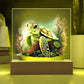 Cute Sea Turtle 006 - Square Acrylic Plaque With LED Base