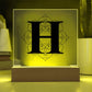 Magnolia Mandala Alphabet Letter H - Square Acrylic Plaque With LED Base