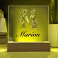 Marion (Lavender Flowers) - Square Acrylic Plaque With LED Base