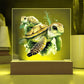 Cute Sea Turtle 011 - Square Acrylic Plaque With LED Base