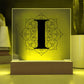 Magnolia Mandala Alphabet Letter I - Square Acrylic Plaque With LED Base
