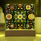 Mexican Floral Fiesta Pattern 061 - Square Acrylic Plaque With LED Base