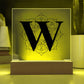 Magnolia Mandala Alphabet Letter W - Square Acrylic Plaque With LED Base