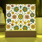 Mexican Floral Fiesta Pattern 025 - Square Acrylic Plaque With LED Base