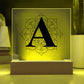 Magnolia Mandala Alphabet Letter A - Square Acrylic Plaque With LED Base