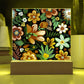 Mexican Floral Fiesta Pattern 054 - Square Acrylic Plaque With LED Base