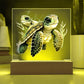 Cute Sea Turtle 010 - Square Acrylic Plaque With LED Base