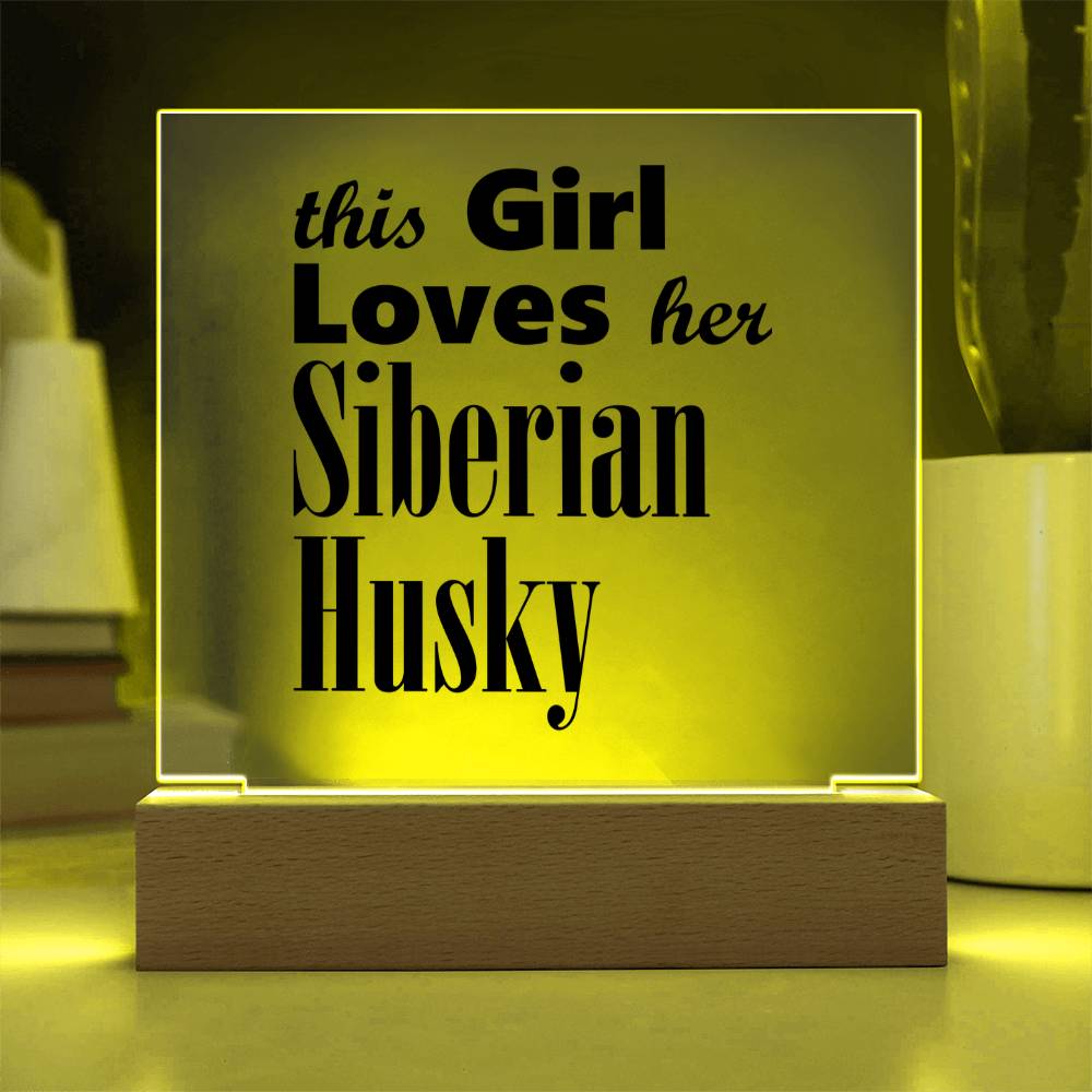 Siberian Husky - Square Acrylic Plaque With LED Base