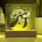 Cute Sea Turtle 004 - Square Acrylic Plaque With LED Base
