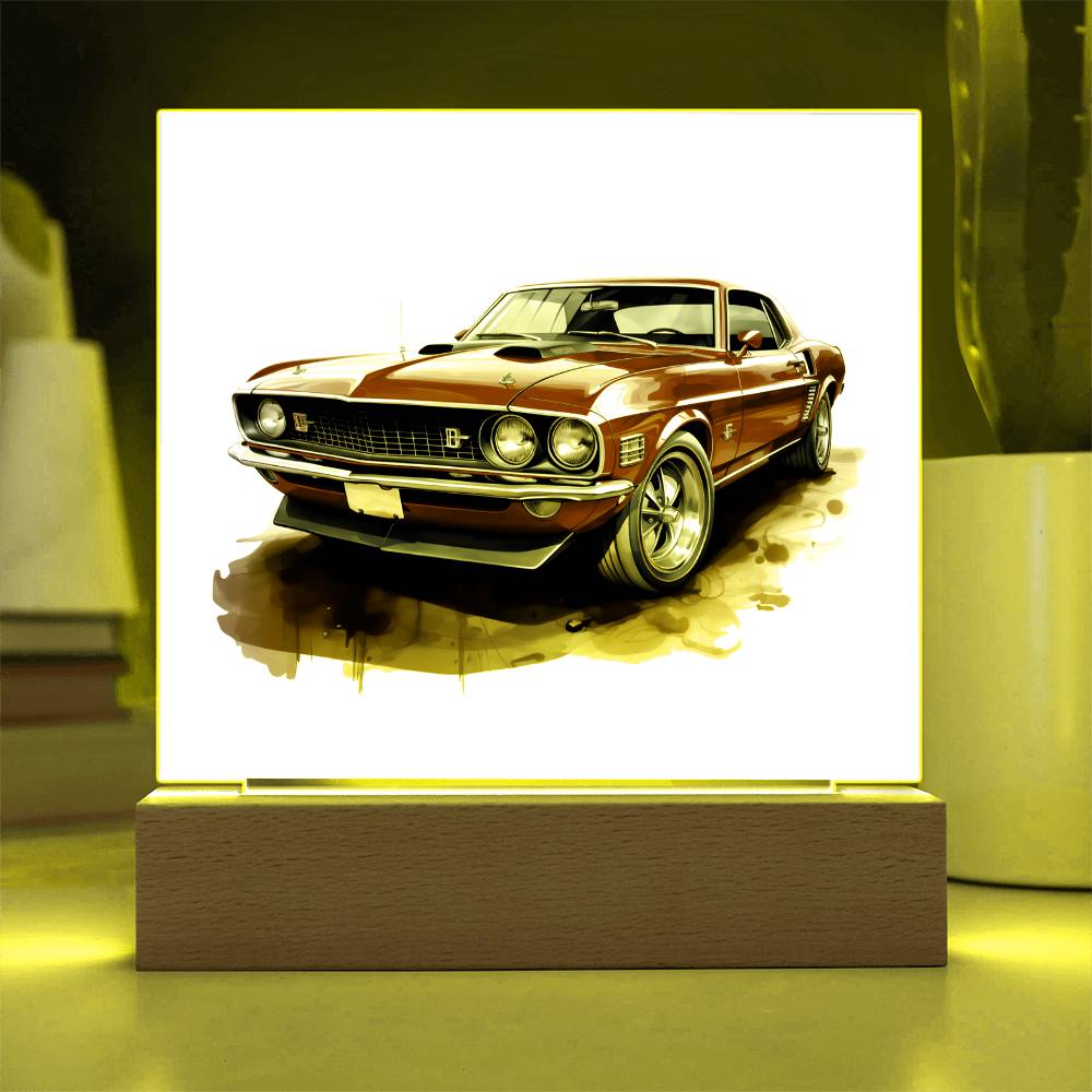 Muscle Car 07 - Square Acrylic Plaque With LED Base