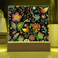 Mexican Floral Fiesta Pattern 049 - Square Acrylic Plaque With LED Base