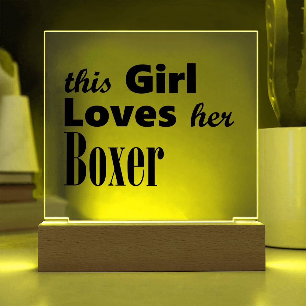 Boxer - Square Acrylic Plaque With LED Base