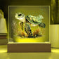 Cute Sea Turtle 013 - Square Acrylic Plaque With LED Base