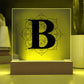 Magnolia Mandala Alphabet Letter B - Square Acrylic Plaque With LED Base