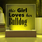 Bulldog - Square Acrylic Plaque With LED Base