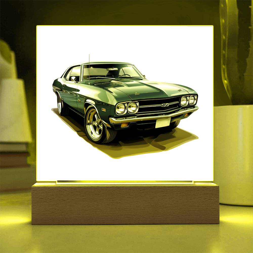 Muscle Car 05 - Square Acrylic Plaque With LED Base