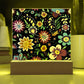Mexican Floral Fiesta Pattern 034 - Square Acrylic Plaque With LED Base