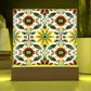 Mexican Floral Fiesta Pattern 041 - Square Acrylic Plaque With LED Base