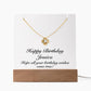 Happy Birthday Jessica - Love Knot Necklace Keepsake Acrylic Bundle With LED Lights